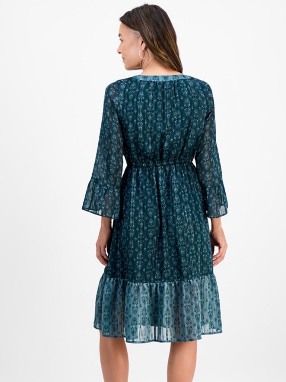 Style & Co Dress Damask Shine 3/4 Flutter-Sleeve Dress, NWT - Picture 8 of 8